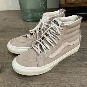 VANS Hightop Suede Skate Shoes Grey Zipper